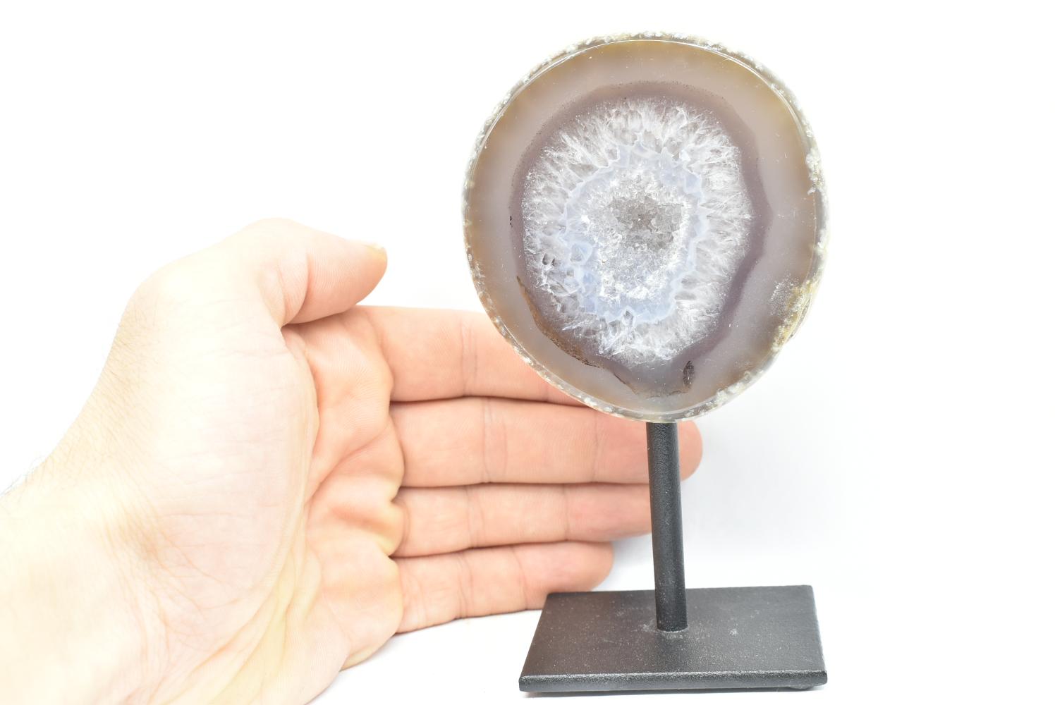 Agate Geode on Iron Base - 13 cm