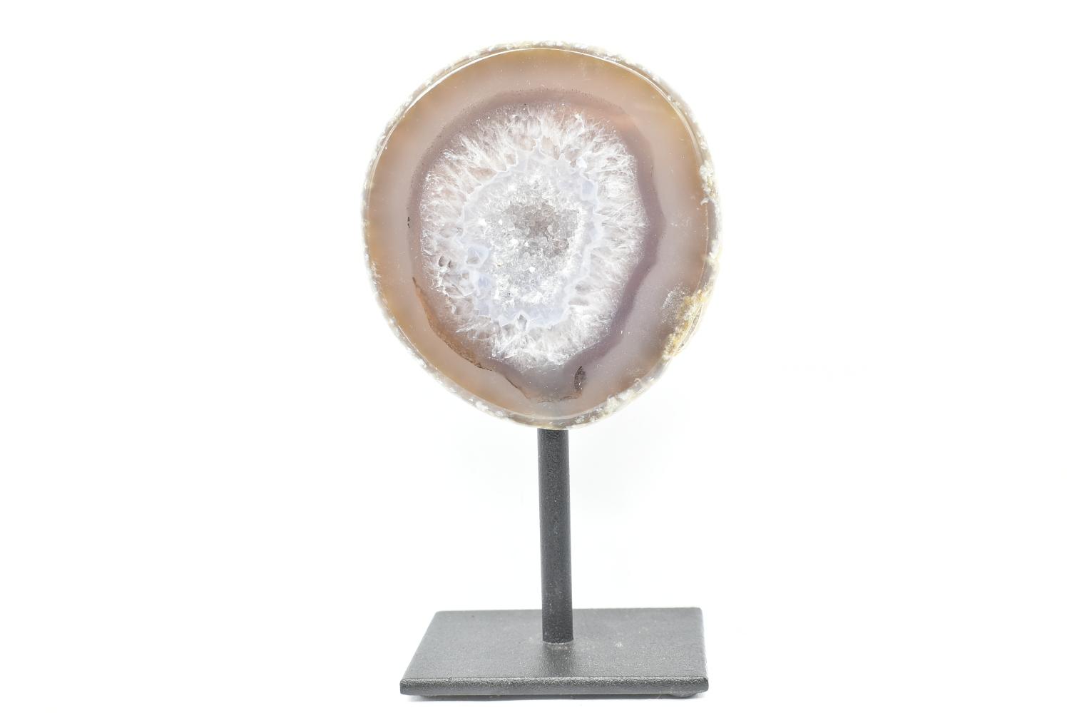 Agate Geode on Iron Base - 13 cm