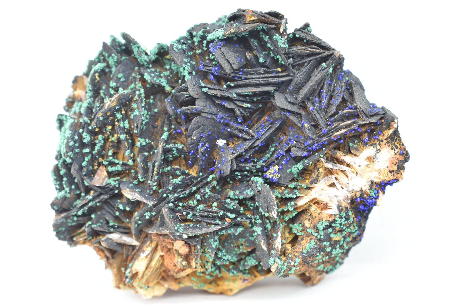 Azzurrite con Barite e Malachite