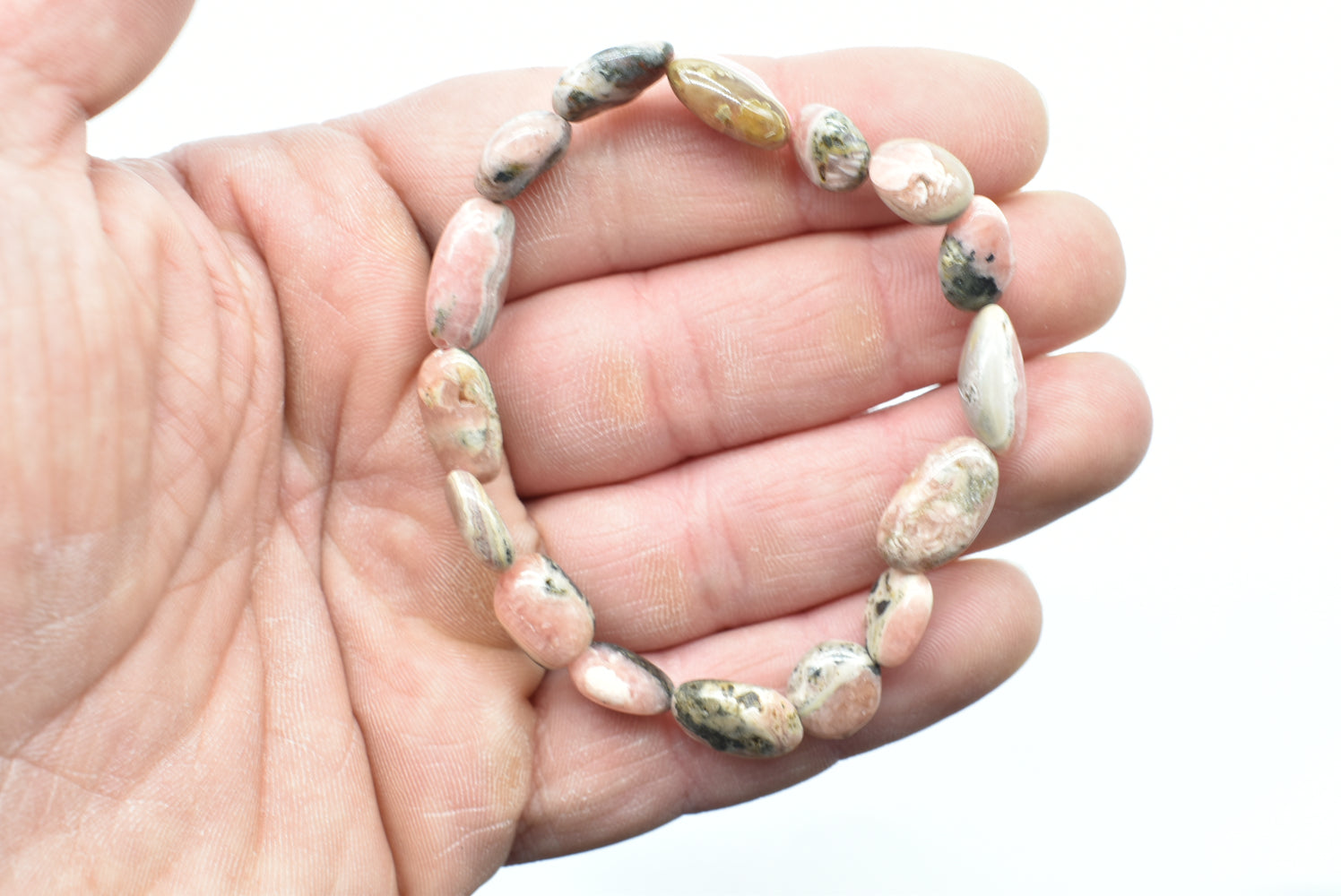 Bracelets with Elasticized Rhodonite nuggets