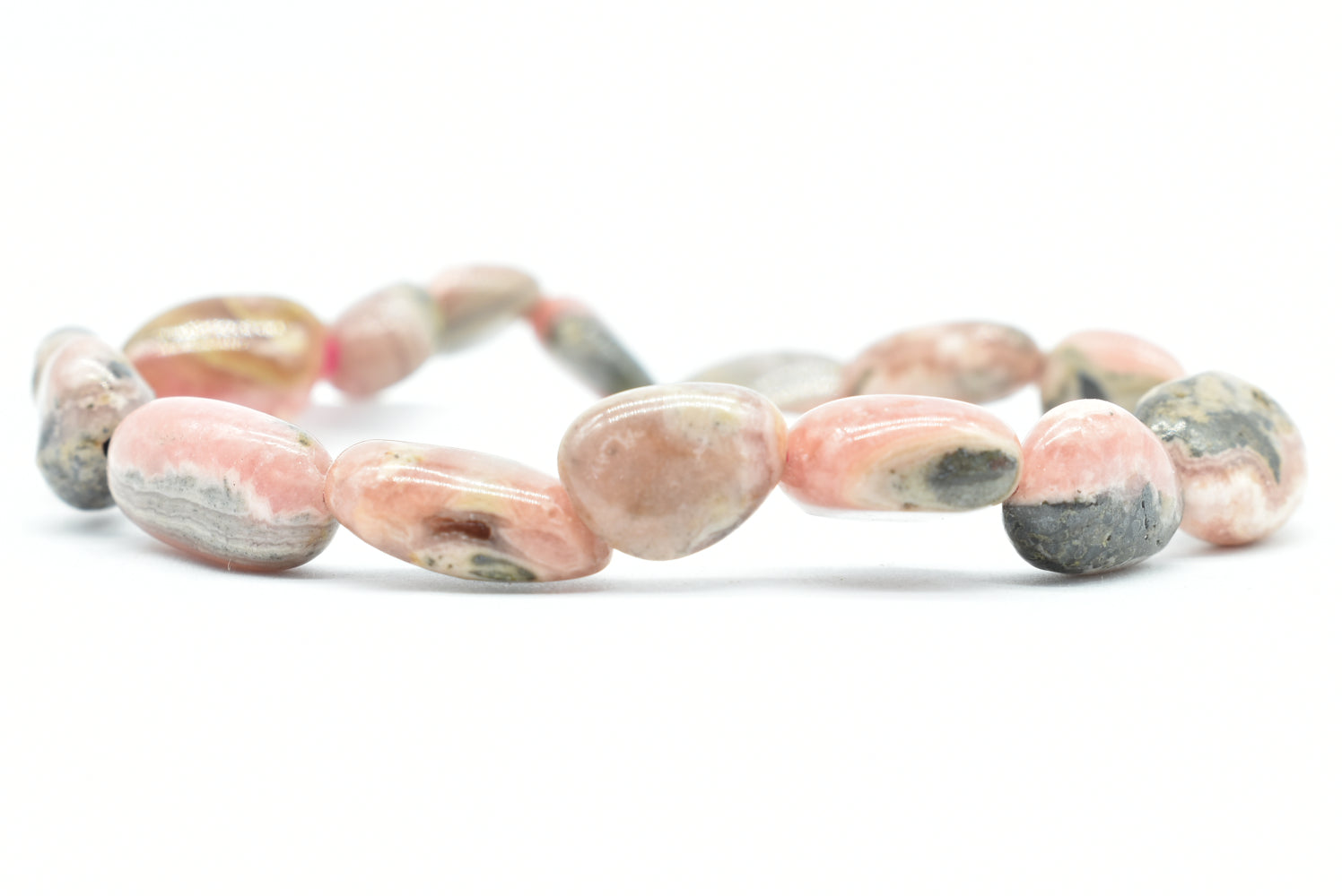 Bracelets with Elasticized Rhodonite nuggets