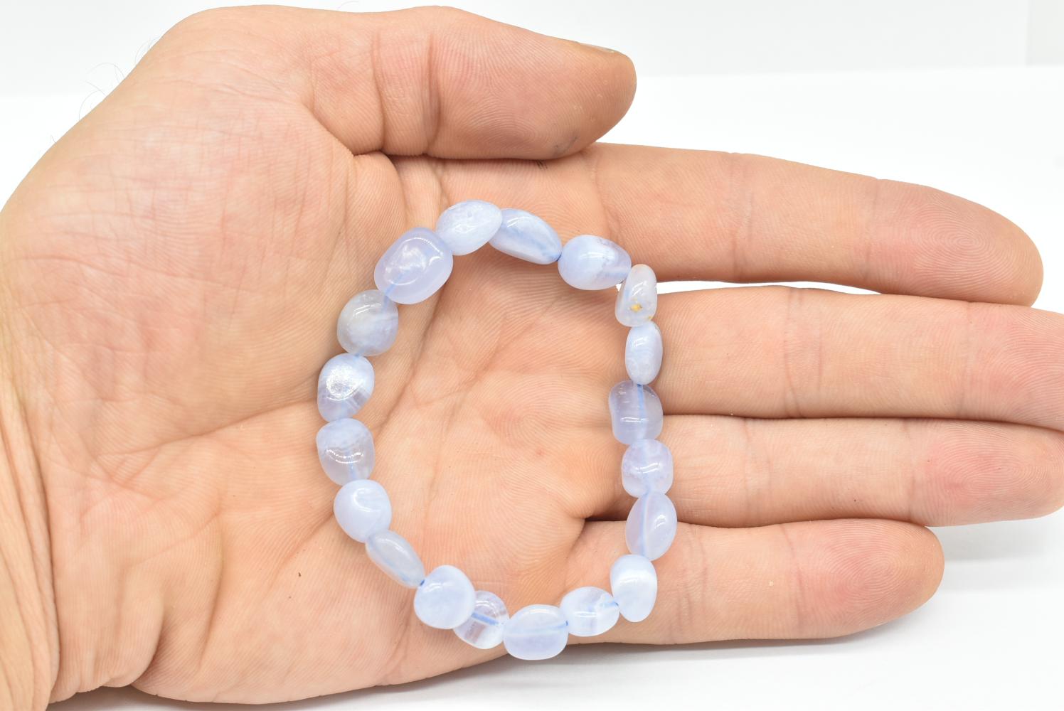 Bracciale con pepite di Calcedonio blu