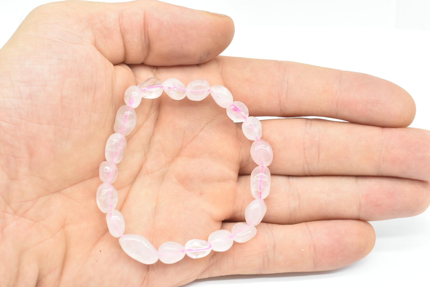 Bracciale con pepite di Quarzo Rosa