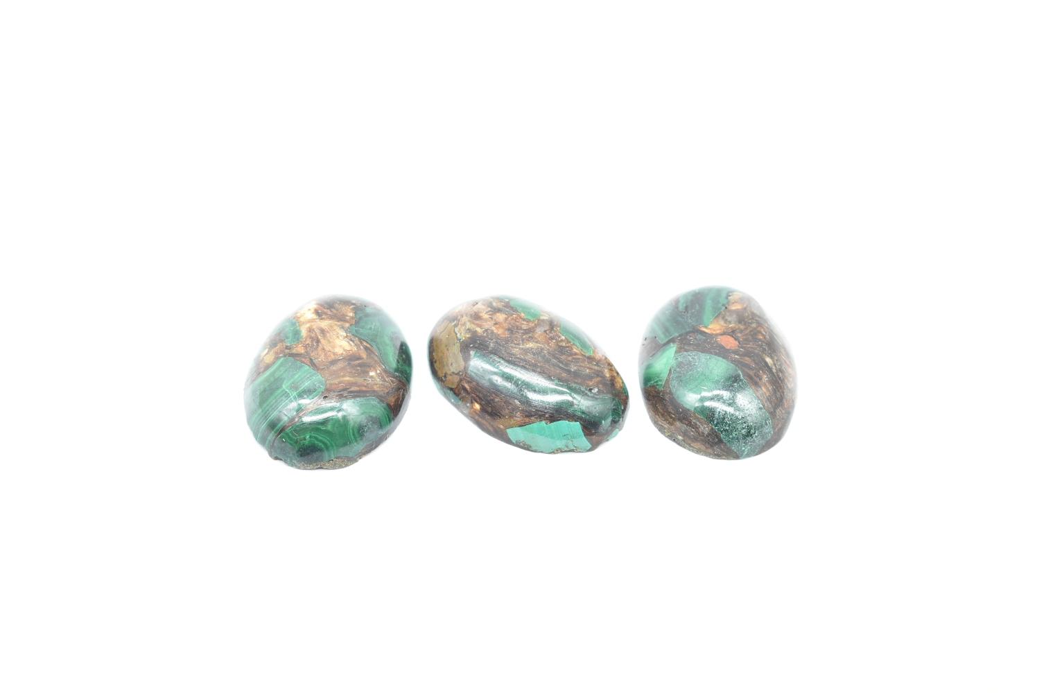 Natural Malachite Cabochon with Oval Bronzite