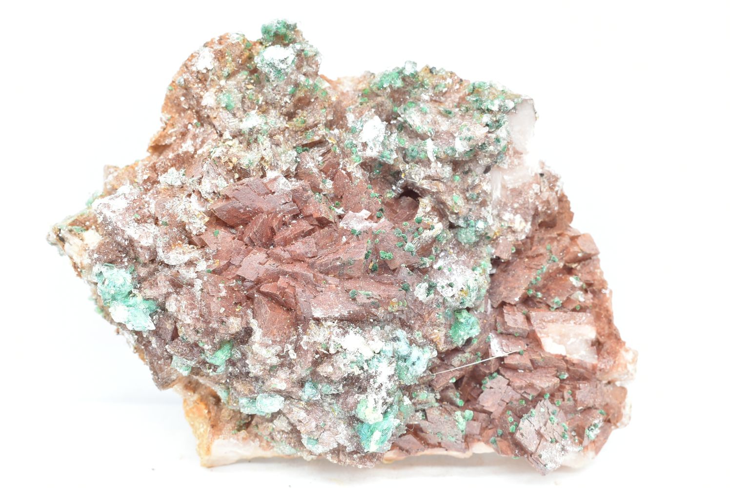 Dolomite with devillin, malachite and chalk