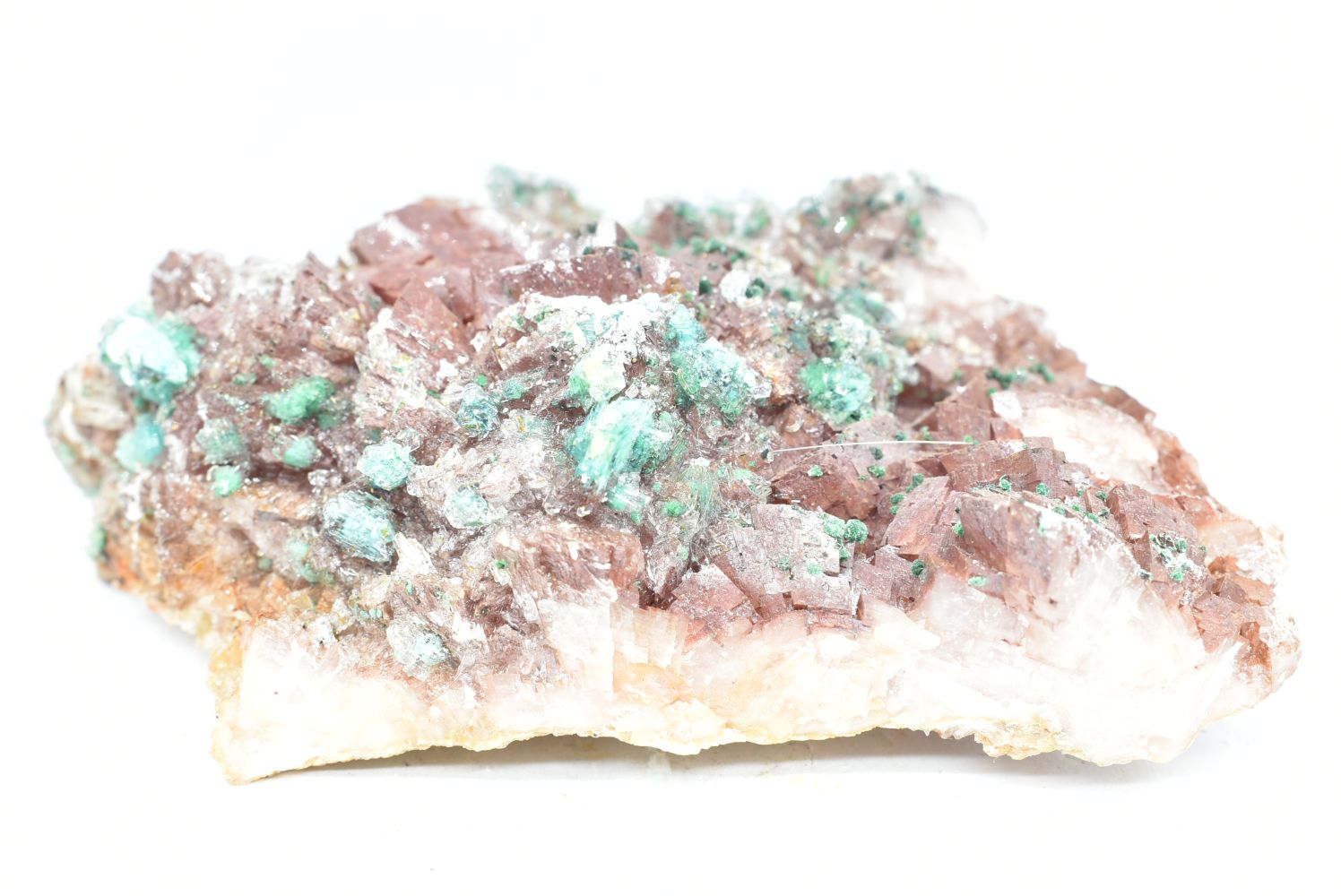 Dolomite with devillin, malachite and chalk