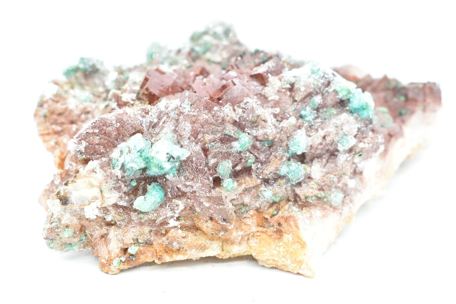 Dolomite with devillin, malachite and chalk