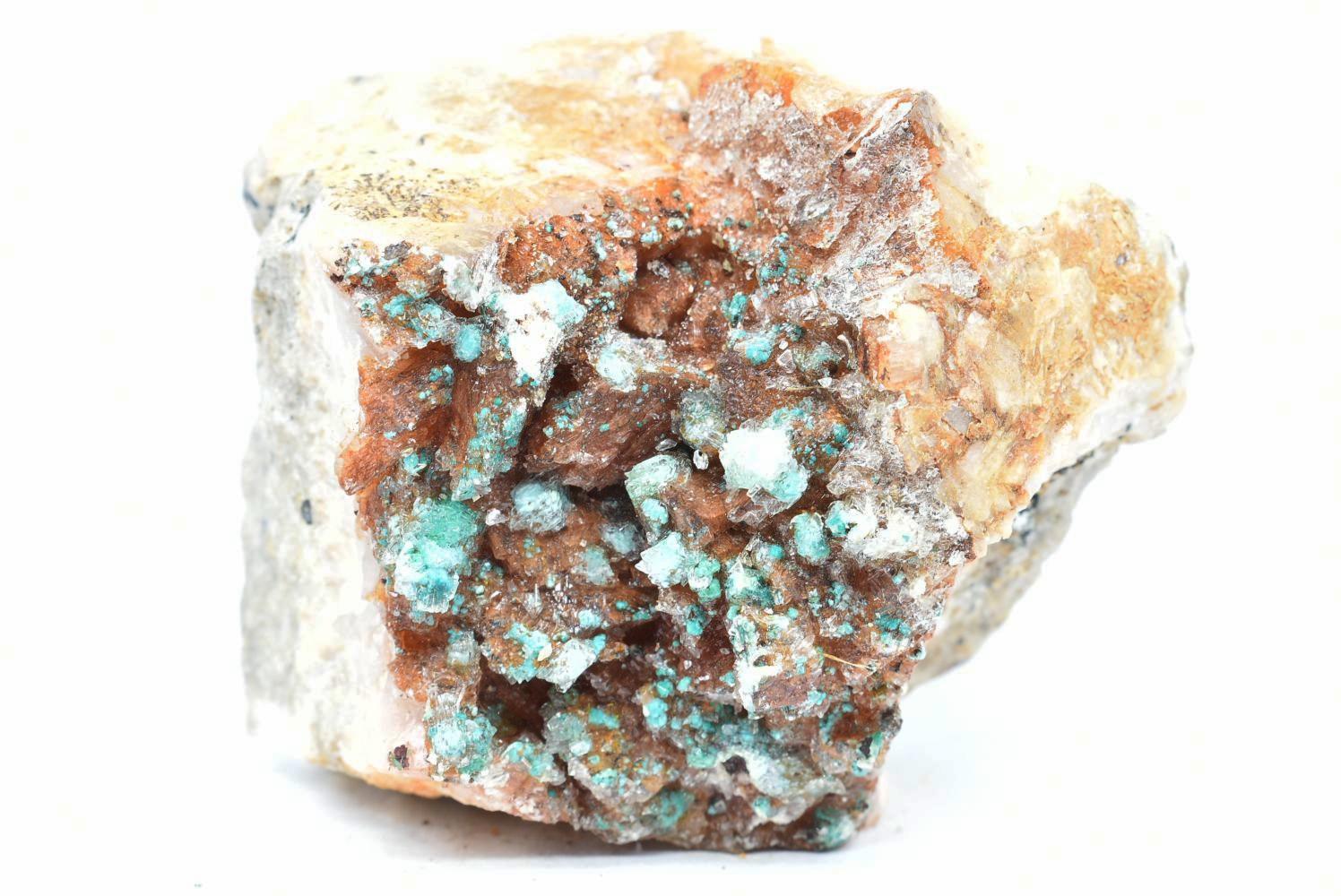 Dolomite with devillin, malachite and chalk