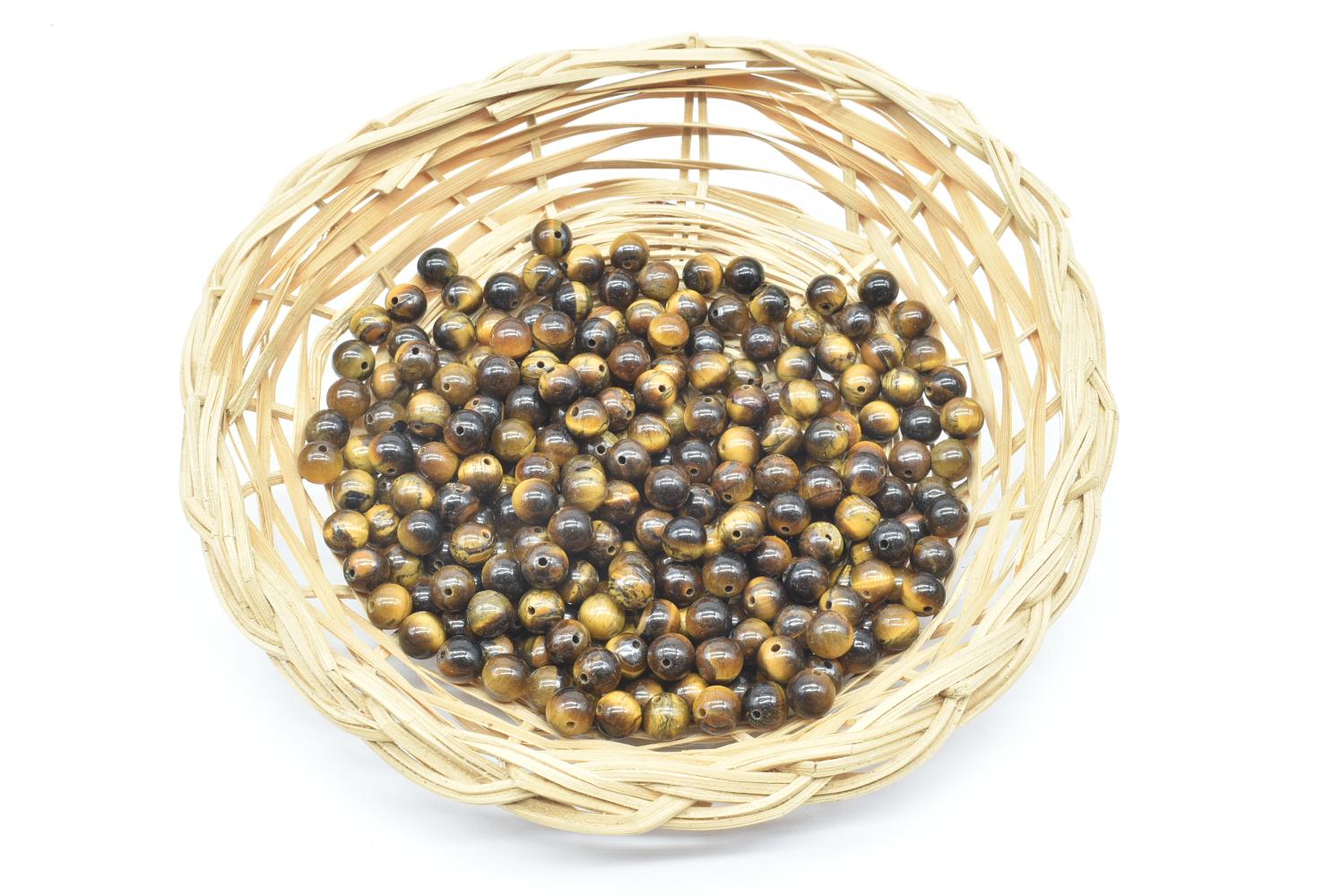 Perline di Occhio di Tigre 6 mm Forate - 10 Perline