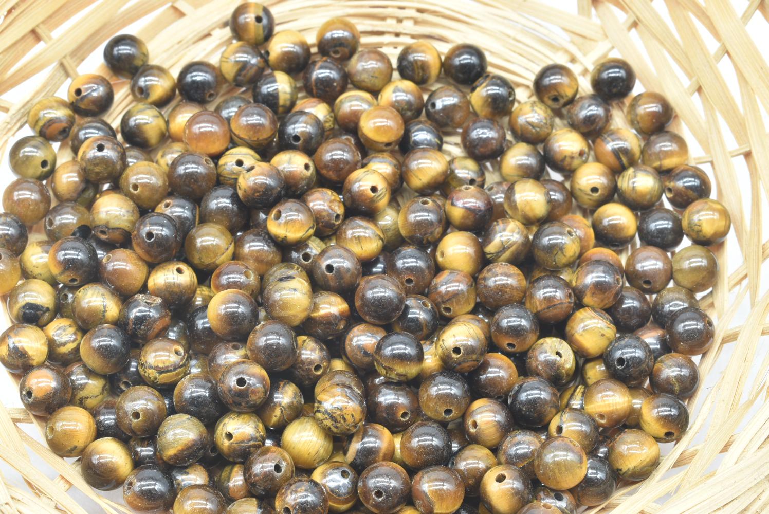 Perline di Occhio di Tigre 6 mm Forate - 10 Perline