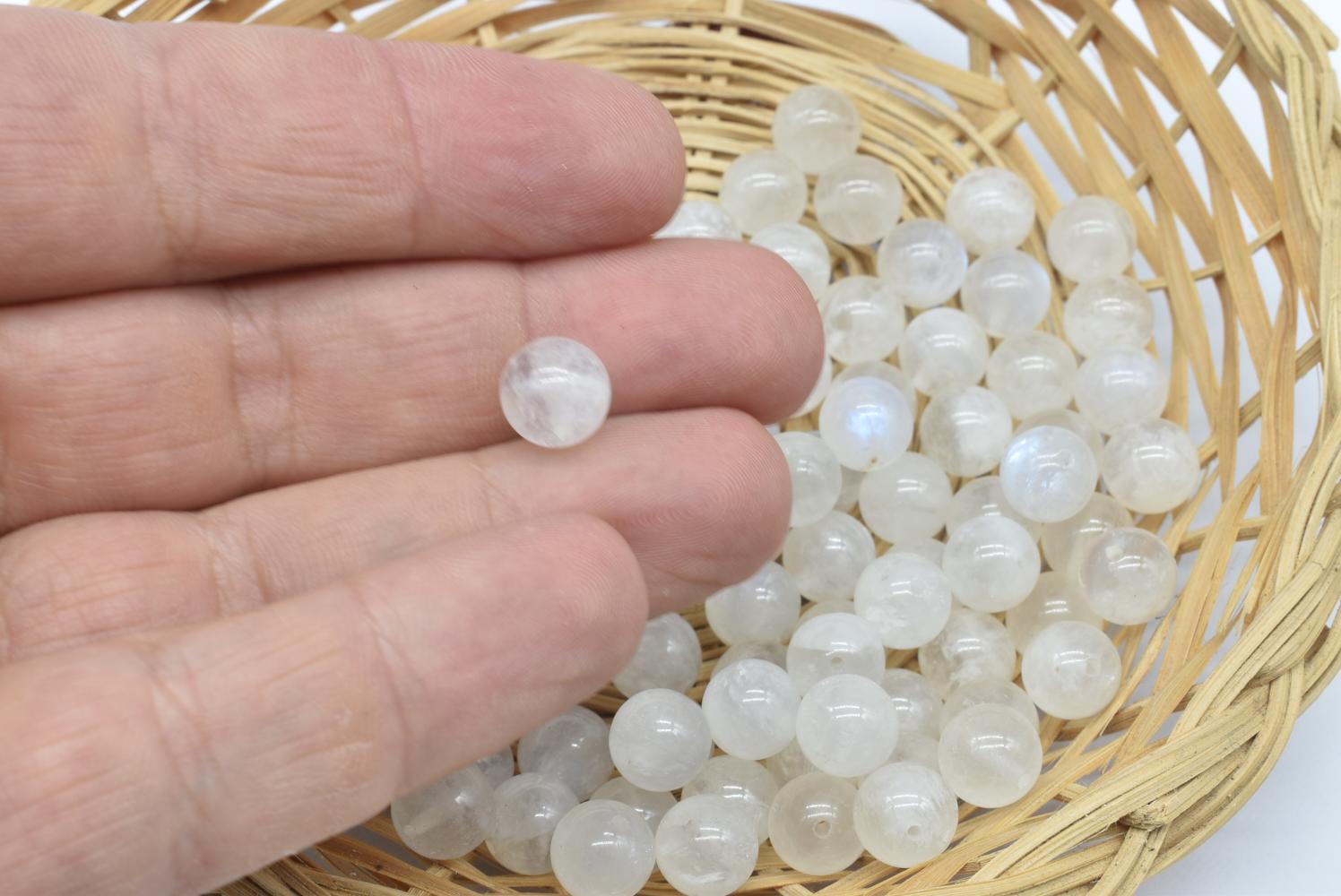 Perline di Labradorite bianca 8.5mm Forate - 5 Perline