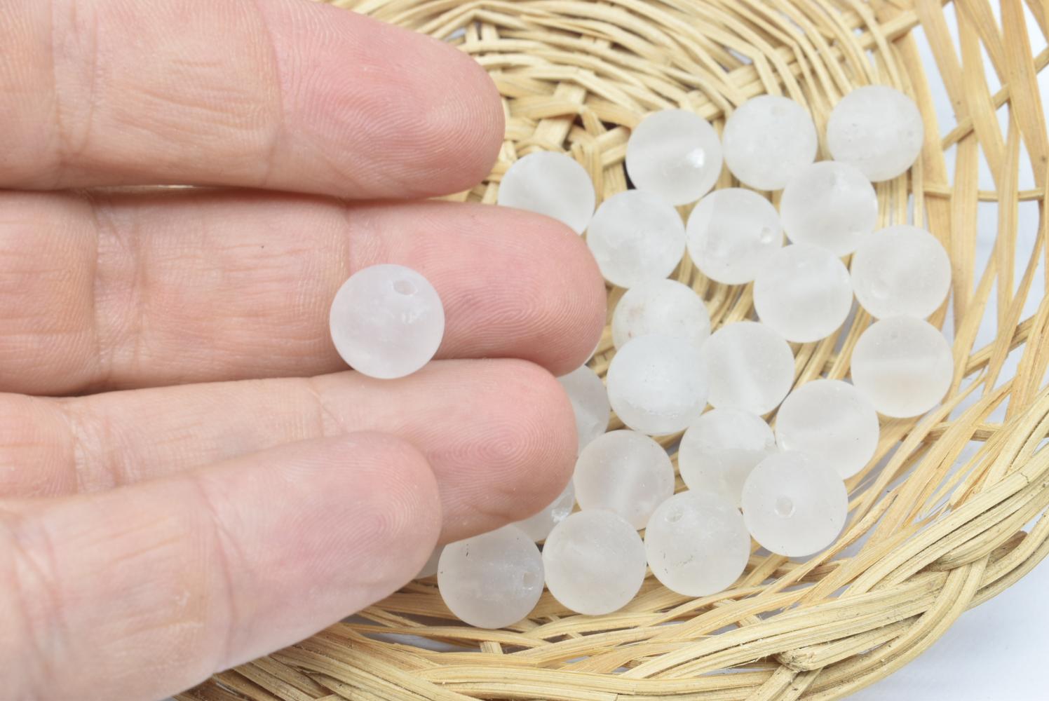 Perline di Quarzo Ialino 10 mm Forate - 5 Perline