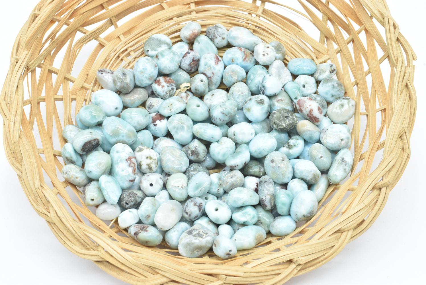 Perline di Larimar 8-12mm Forate - 3 Perline