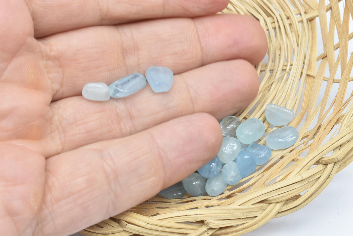 Perline di Acquamarina 6-12mm Forate - 2 Perline