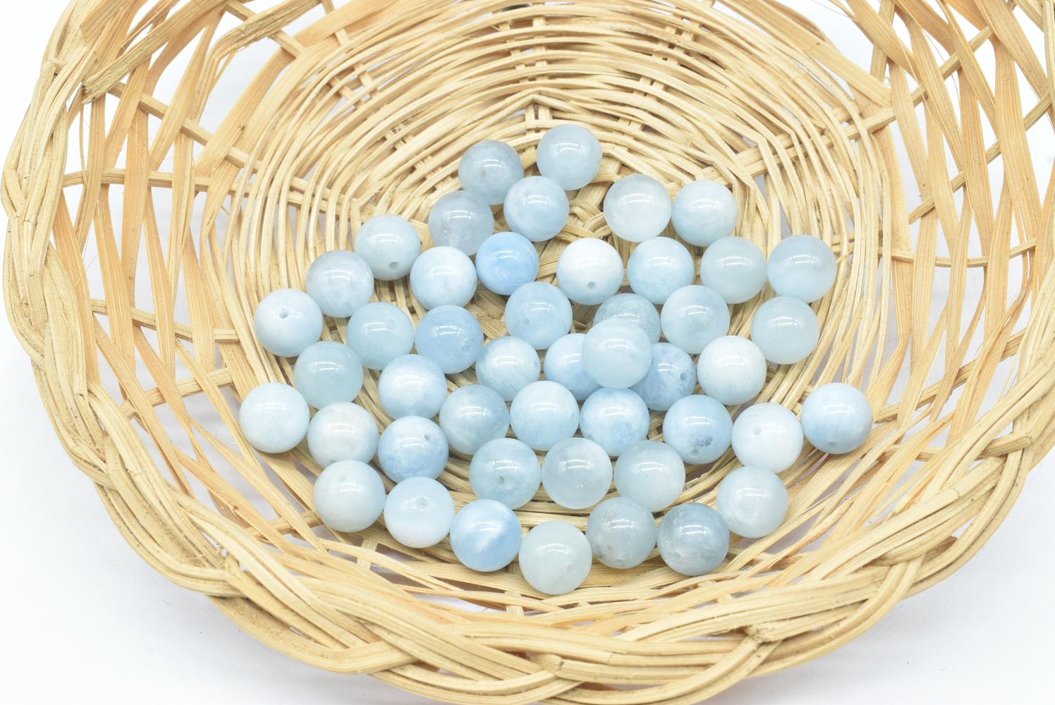 Perline di Acquamarina 8mm Forate - 3 Perline