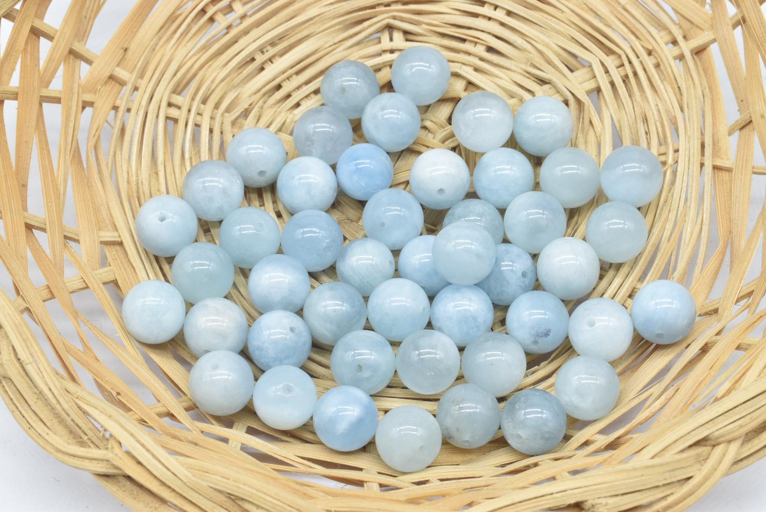 Perline di Acquamarina 8mm Forate - 3 Perline