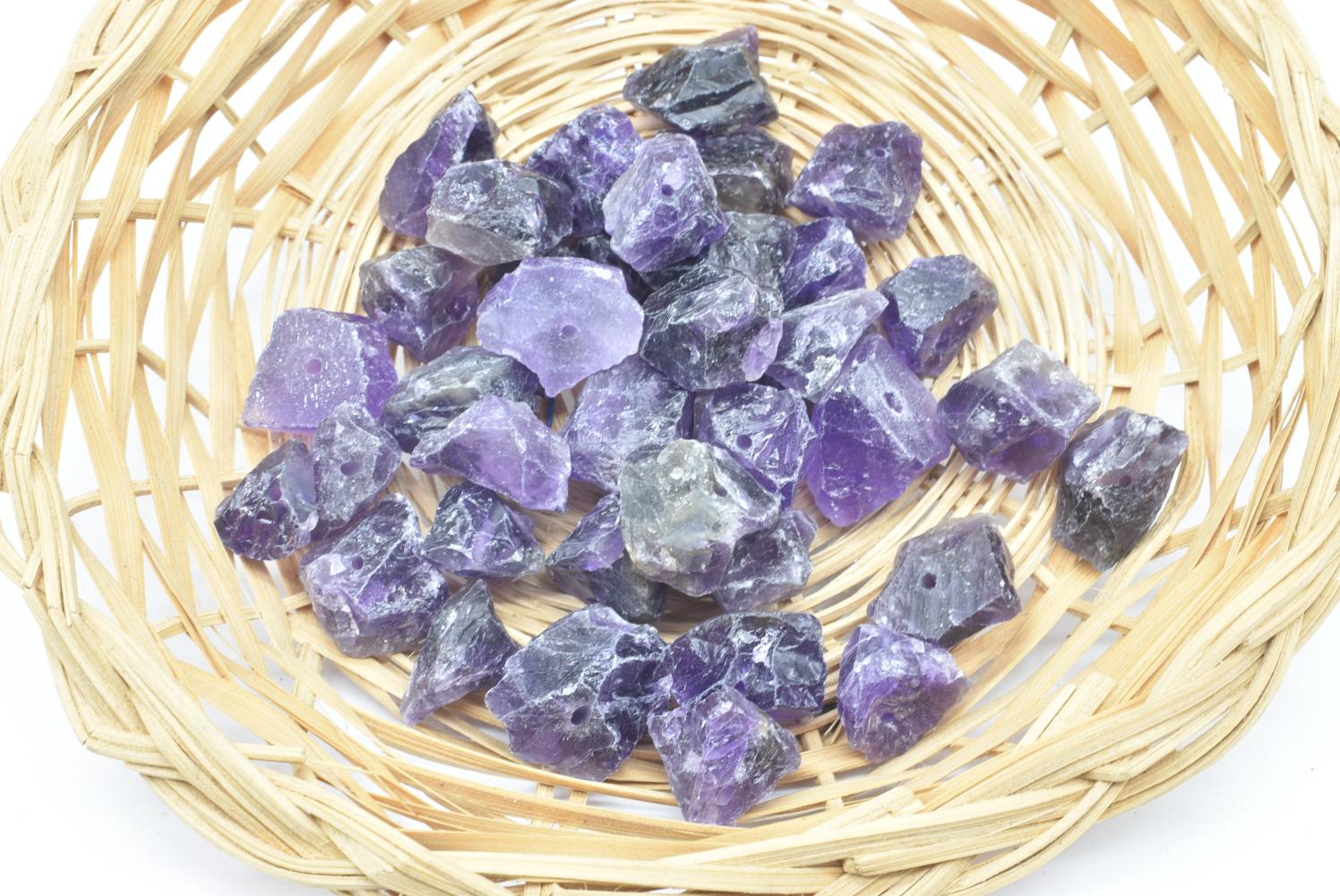 Perline di ametista grezza 14-22 mm Forate - 3 Perline