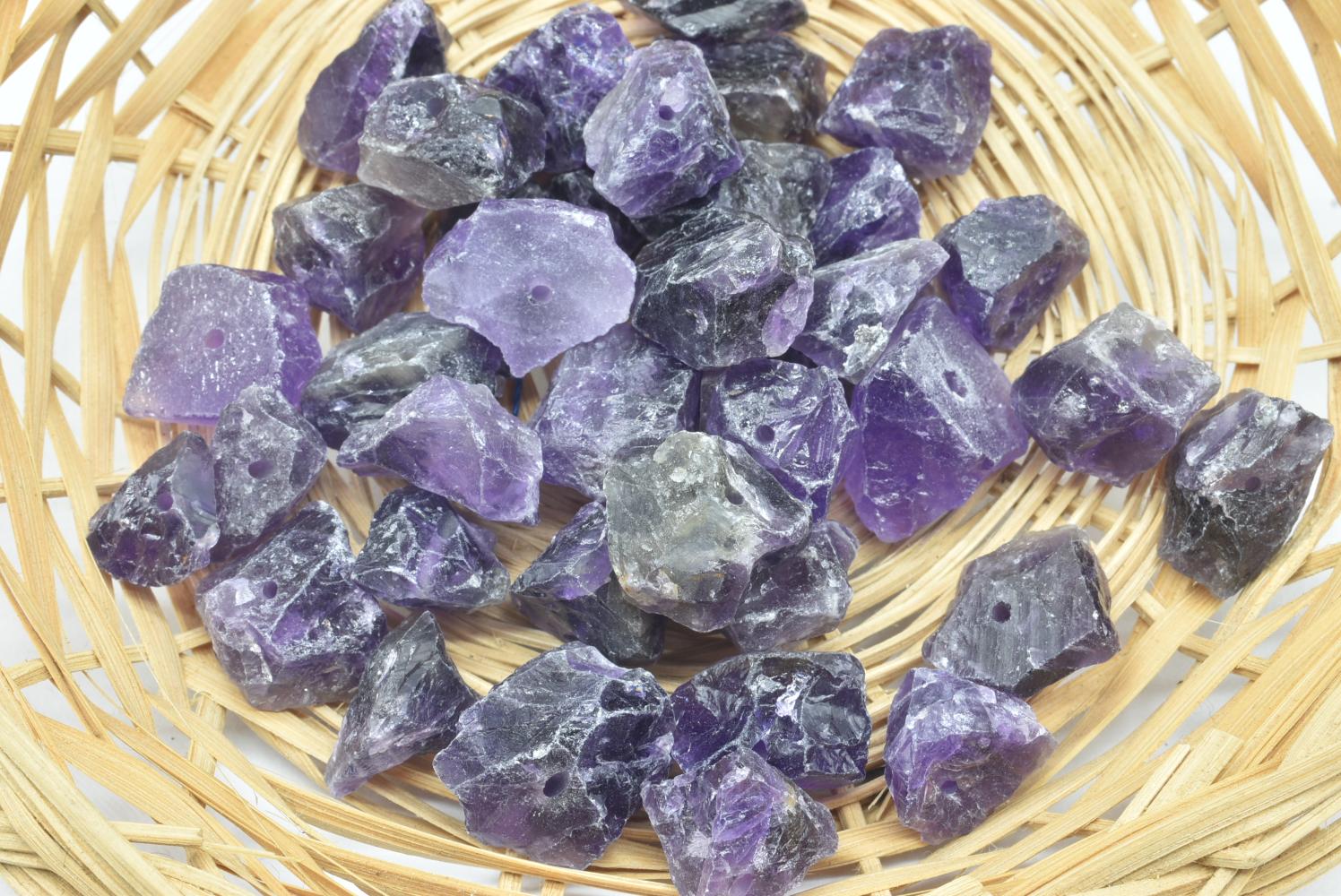 Perline di ametista grezza 14-22 mm Forate - 3 Perline