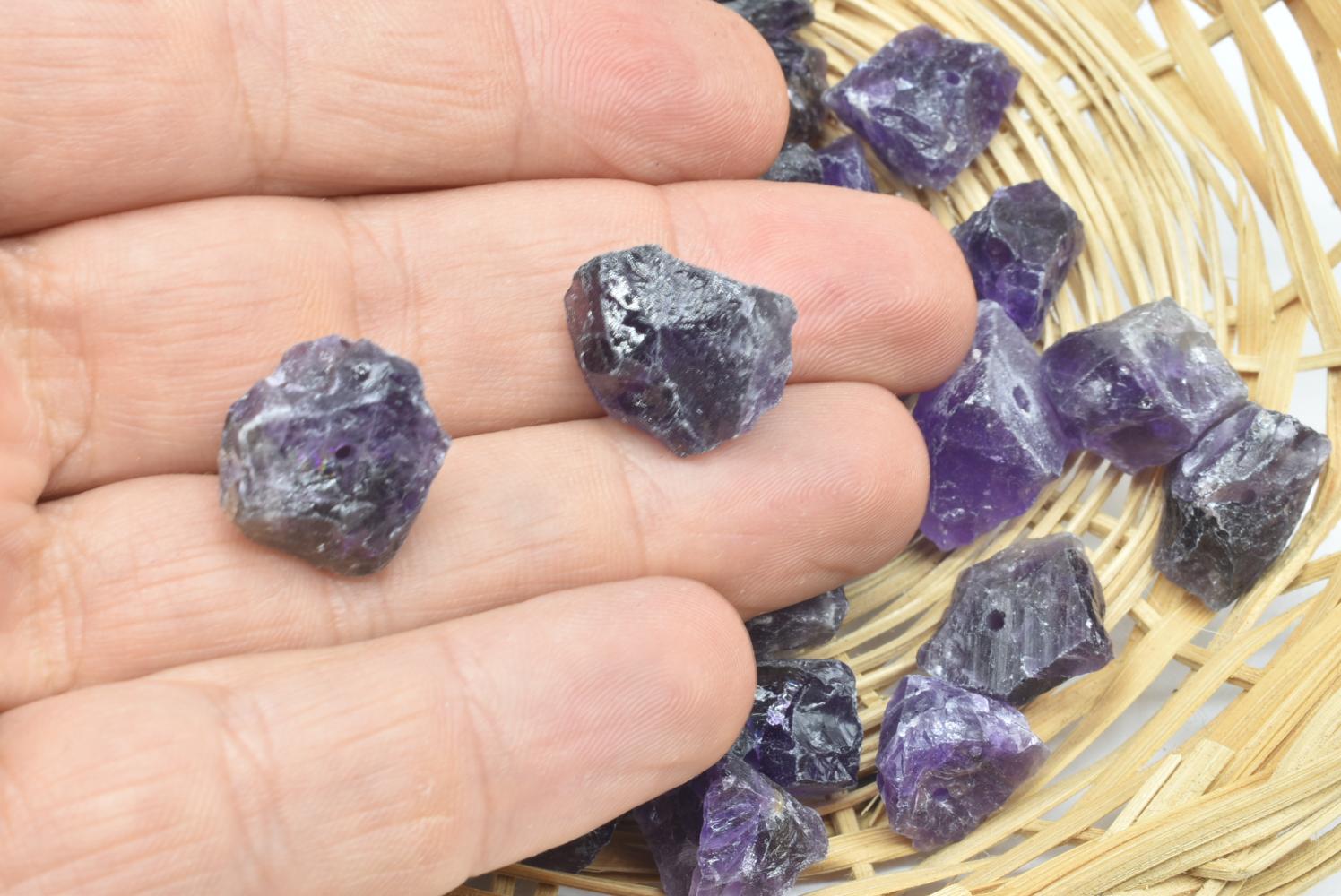 Perline di ametista grezza 14-22 mm Forate - 3 Perline