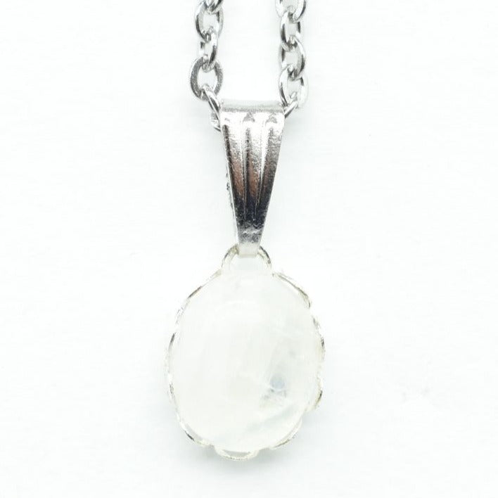 Moonstone Drop Pendant in Stainless Steel