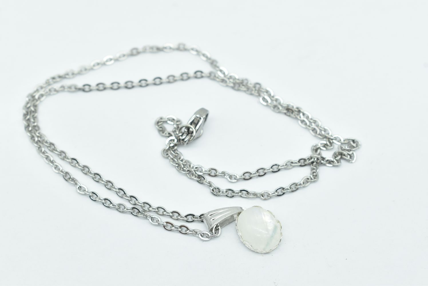Moonstone Drop Pendant in Stainless Steel