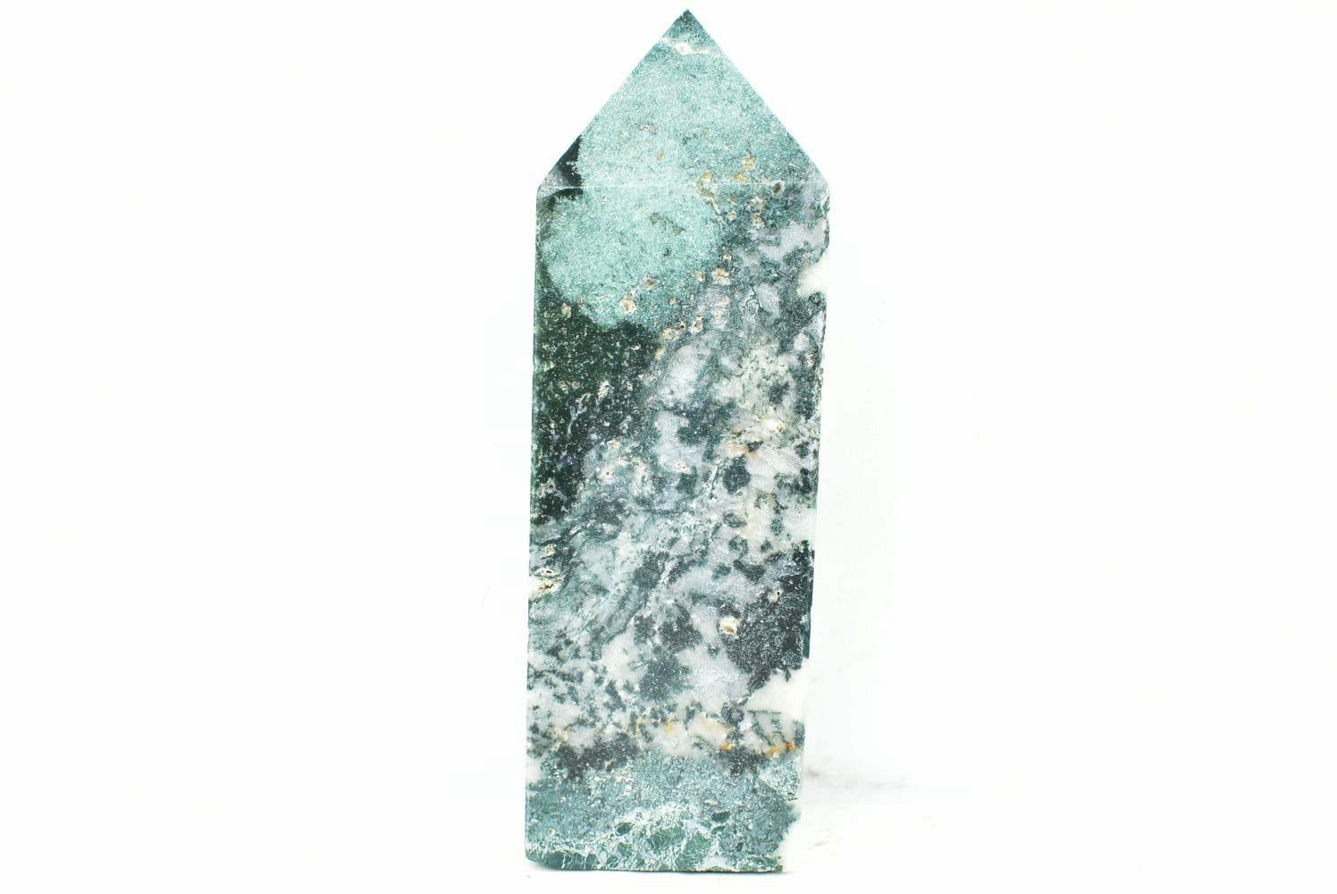 Moss Agate Obelisk 10.1 cm