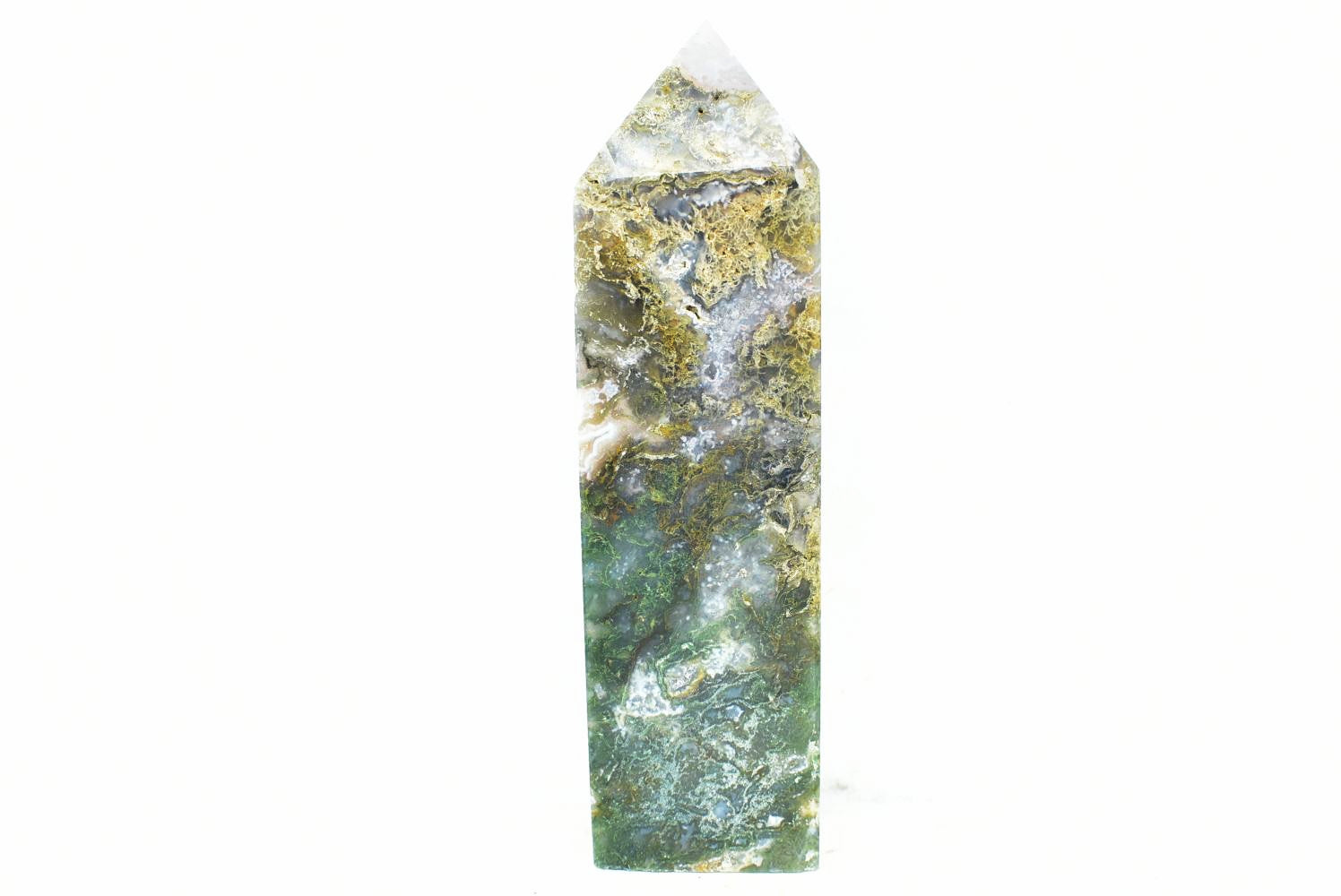 Moss Agate Obelisk 9.9 cm