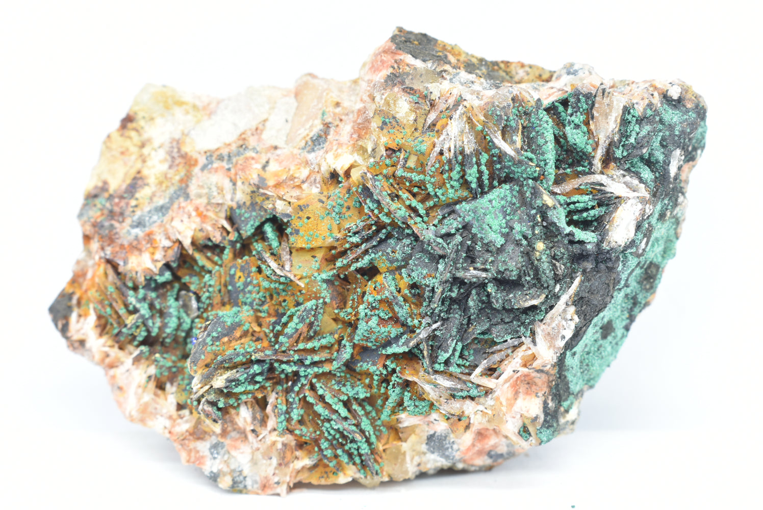 Malachite on Barite