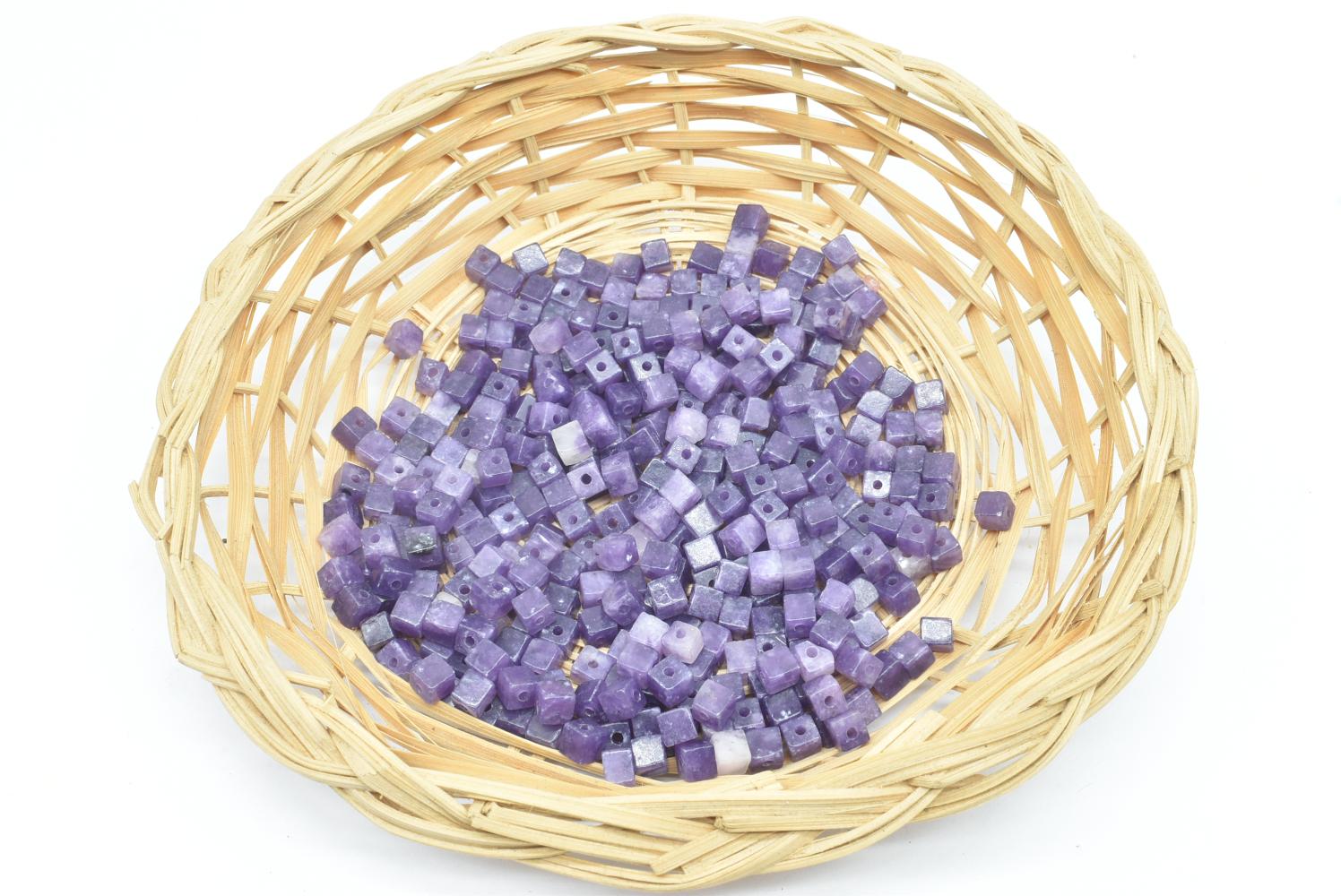 Perline di Lepidolite 4 mm Forate - 5 Perline