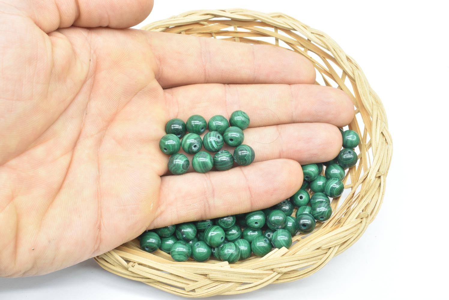 Perline di Malachite 8 mm Forate - 1 Pezzo