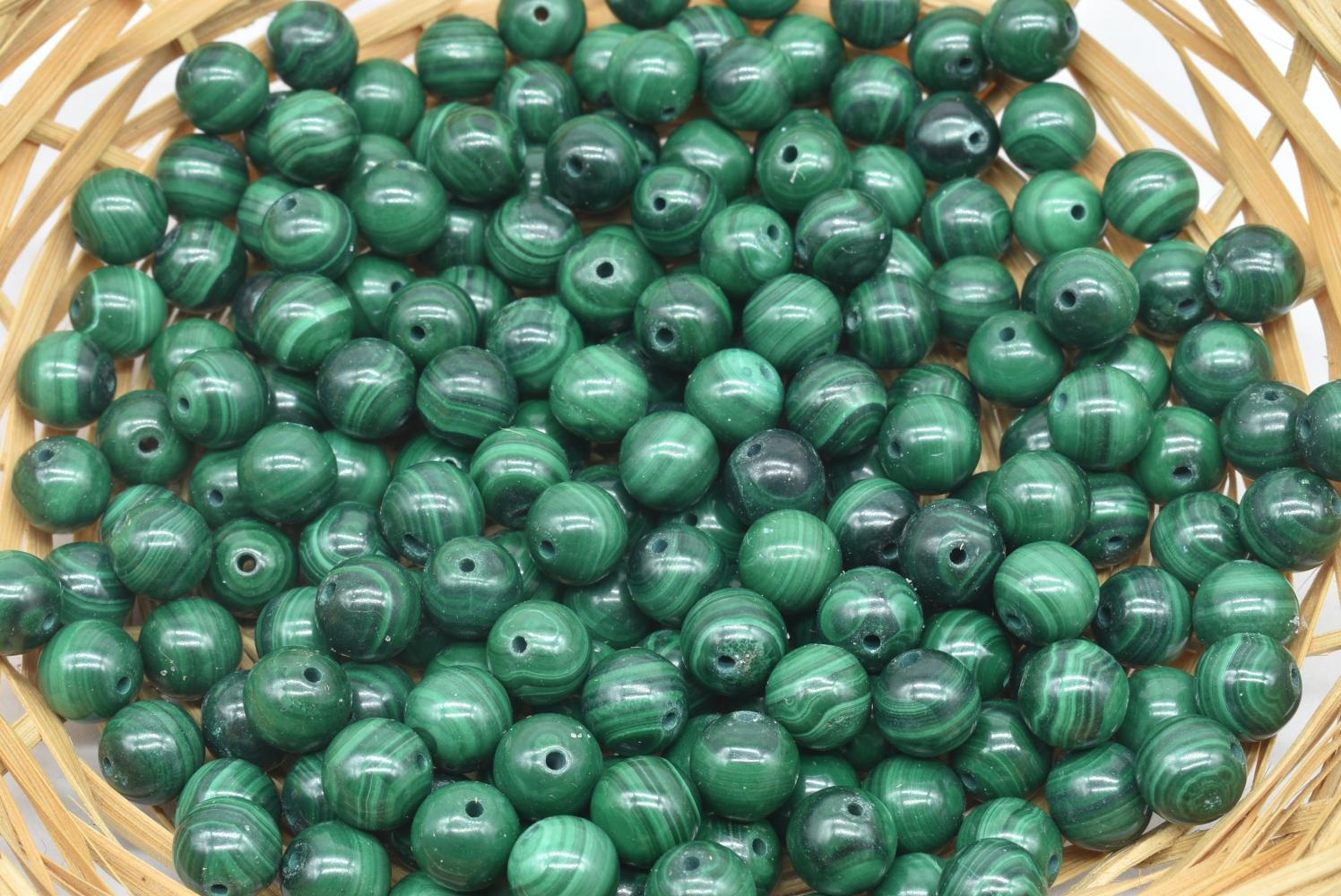 Perline di Malachite 8 mm Forate - 1 Pezzo