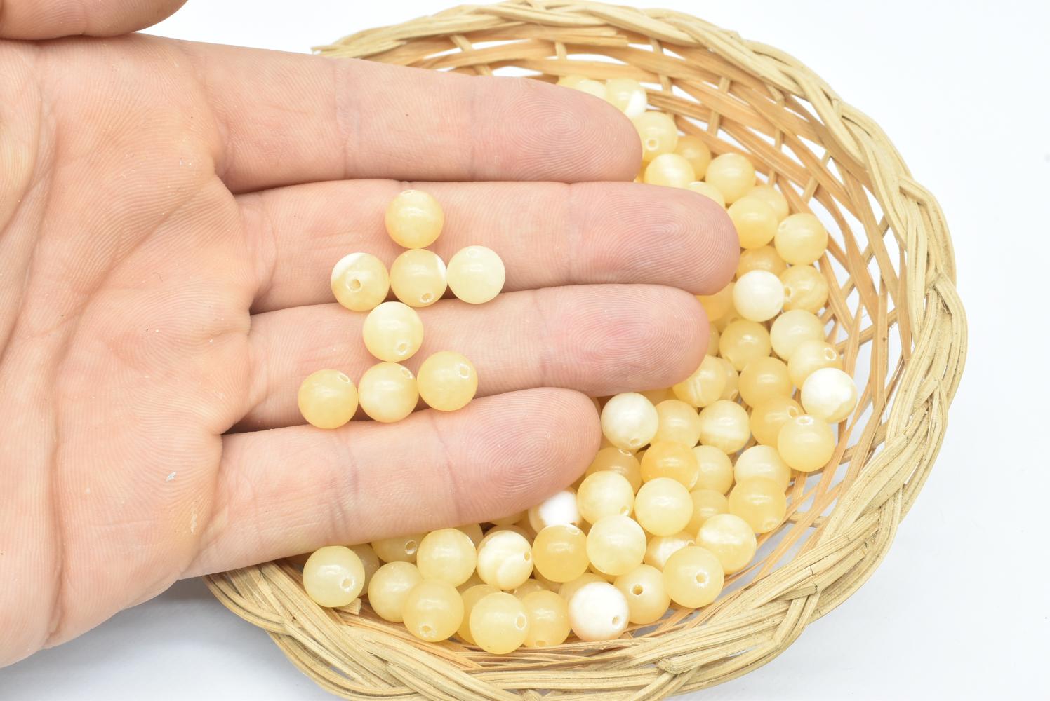 Perline di Calcite Arancio 8 mm Forate - 5 Perline