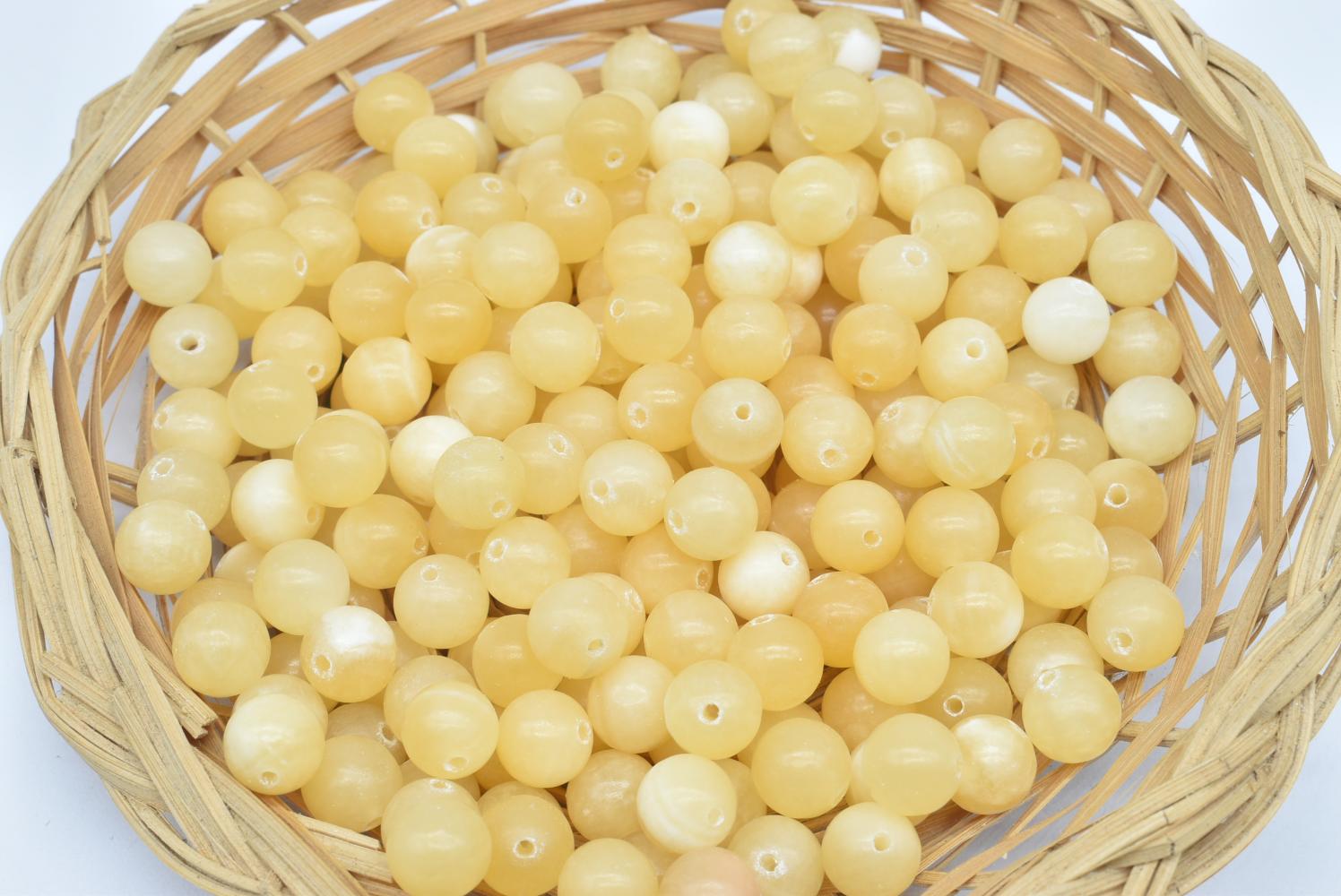 Perline di Calcite Arancio 8 mm Forate - 5 Perline