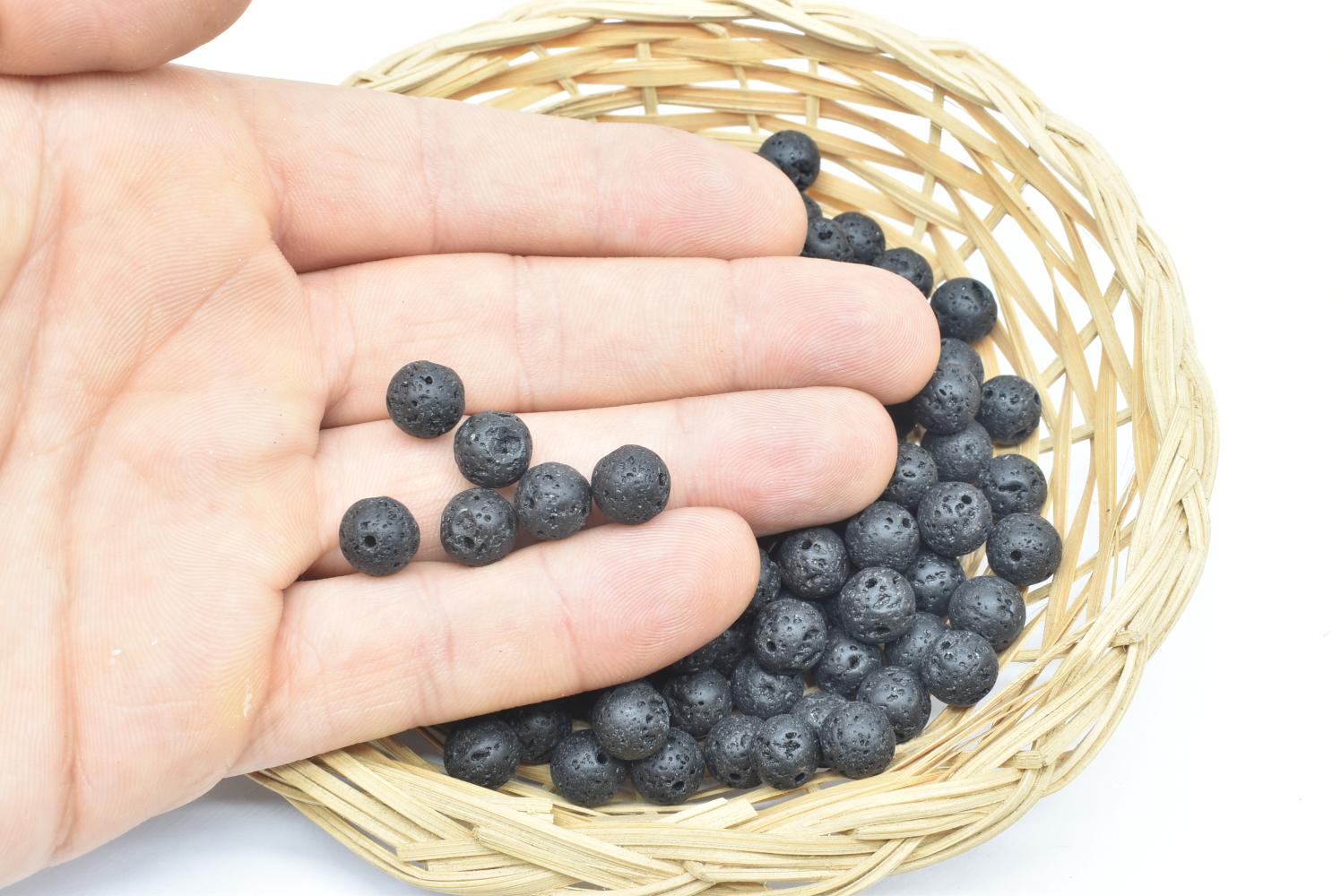 Perline di Lava 9 mm Forate - 5 Perline