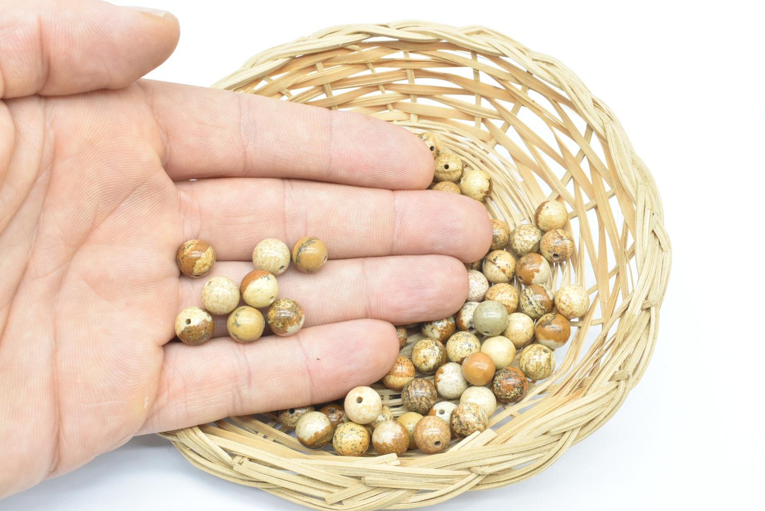 Perline di Diaspro Pittorico 9 mm Forate - 5 Perline