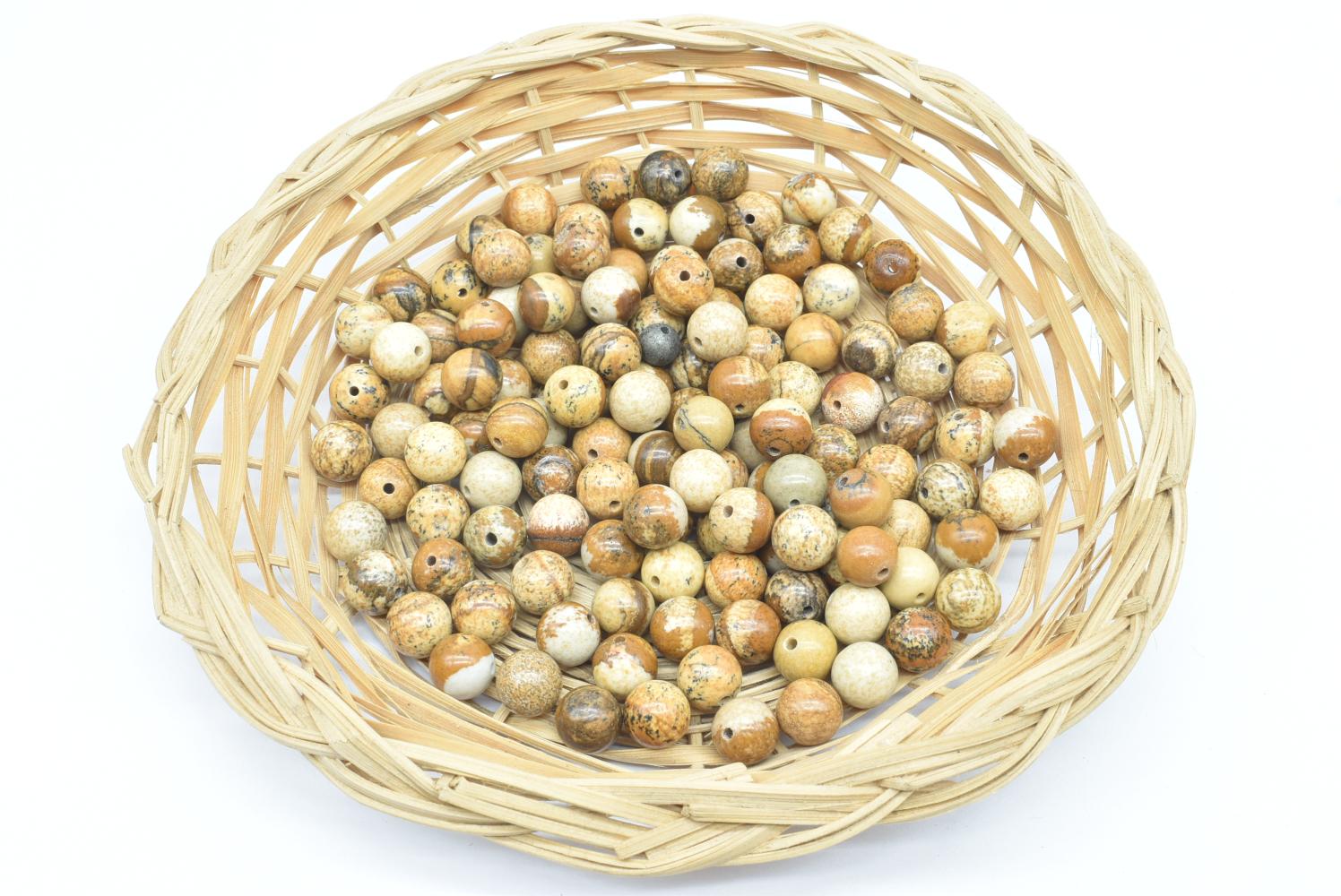 Perline di Diaspro Pittorico 9 mm Forate - 5 Perline