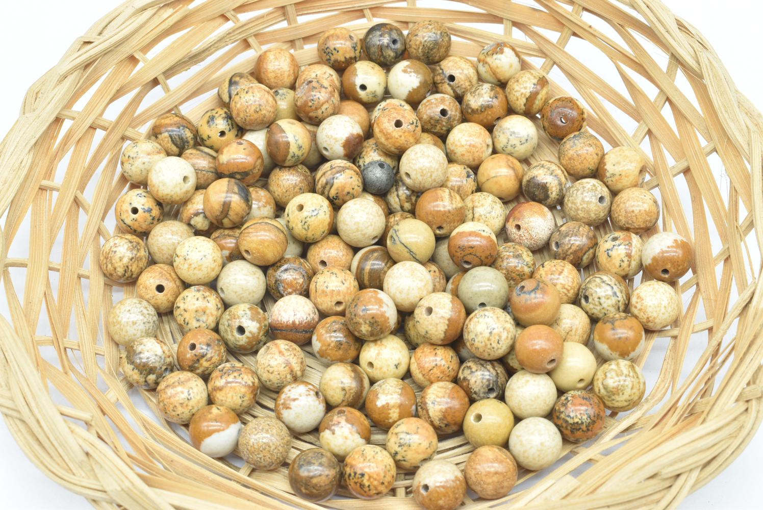 Perline di Diaspro Pittorico 9 mm Forate - 5 Perline