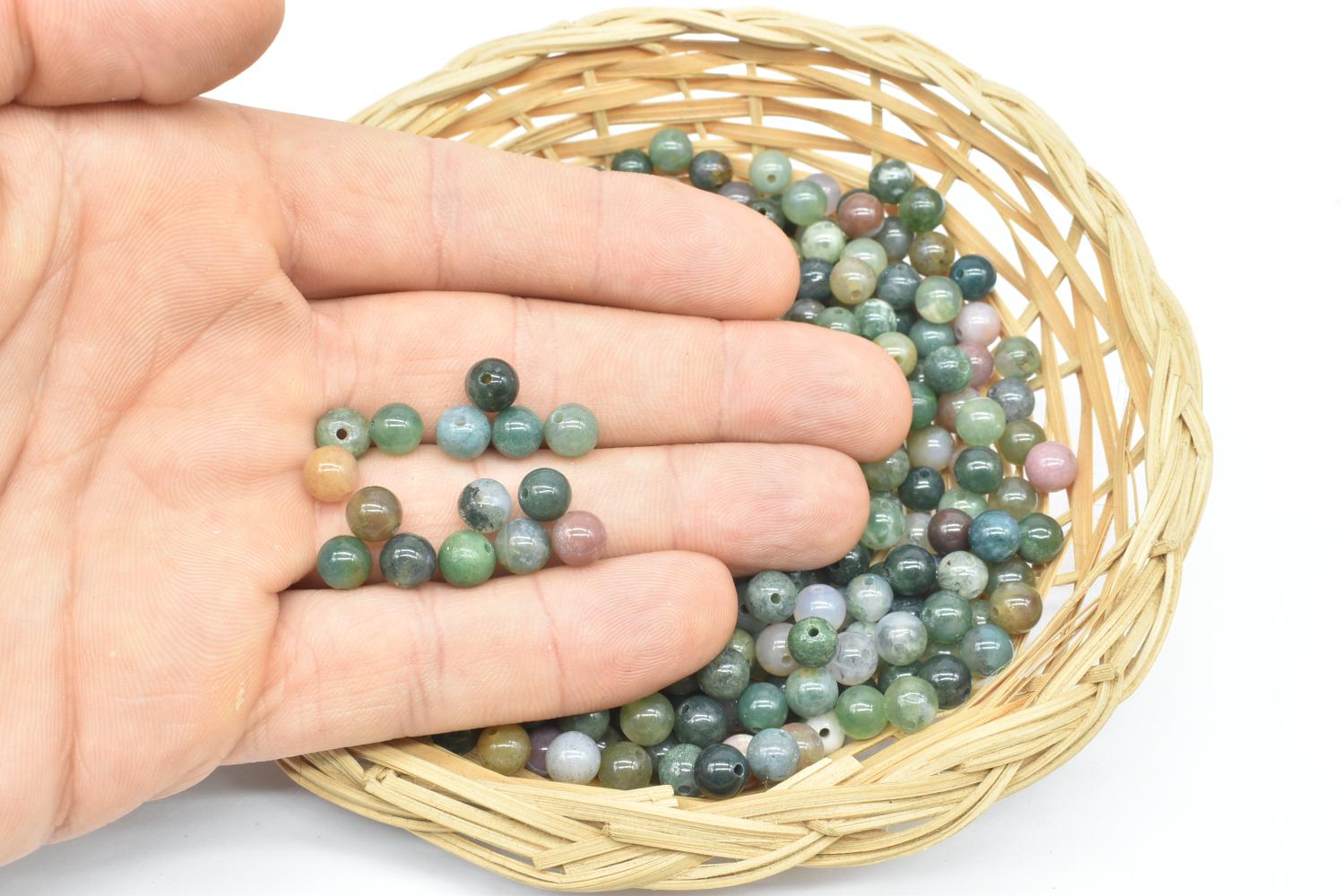 Perline di Agata Indiana 7 mm Forate - 5 Perline