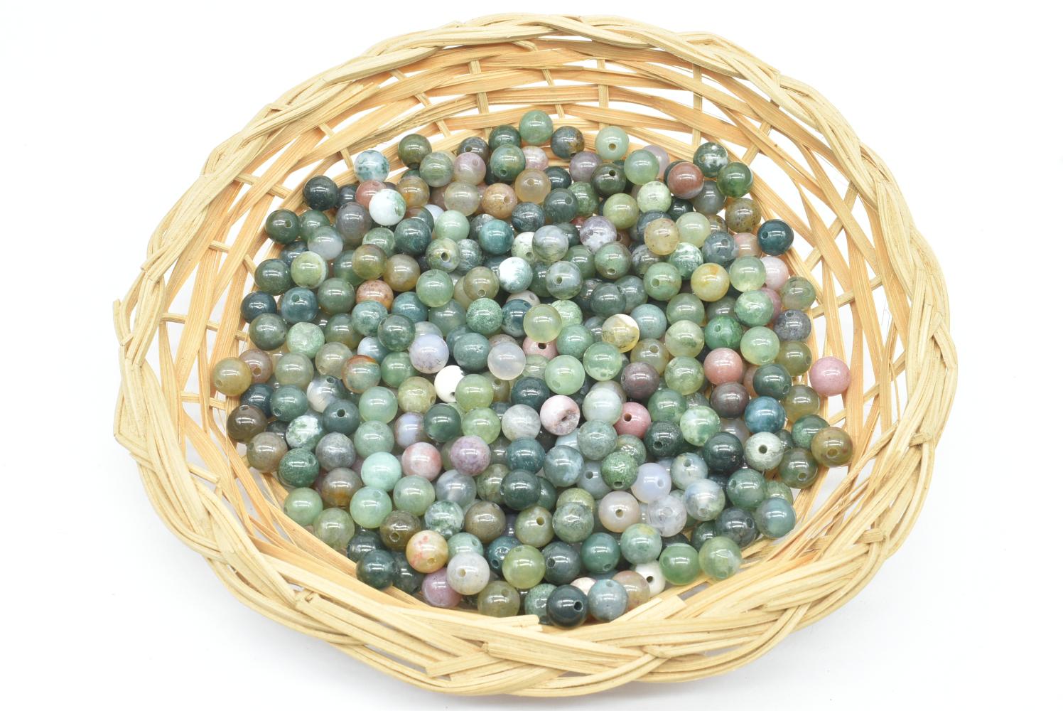 Perline di Agata Indiana 7 mm Forate - 5 Perline