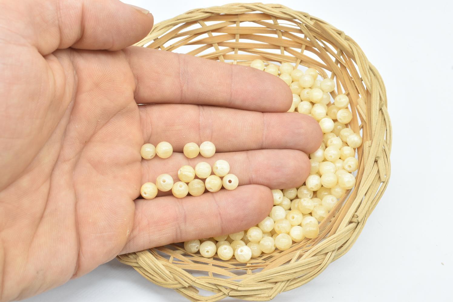 Perline di Calcite Arancio 6 mm Forate - 5 Perline