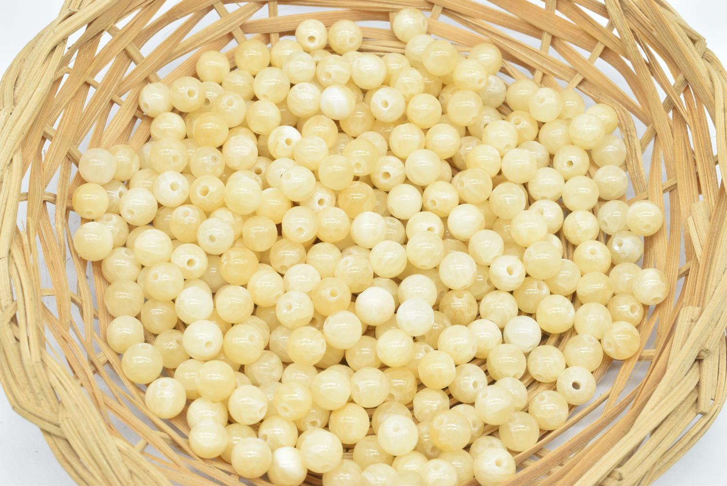 Perline di Calcite Arancio 6 mm Forate - 5 Perline