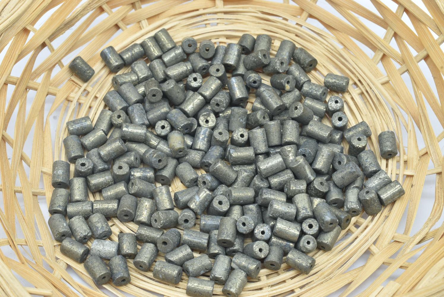 Perline di Pirite 6x4 mm Forate - 5 Perline