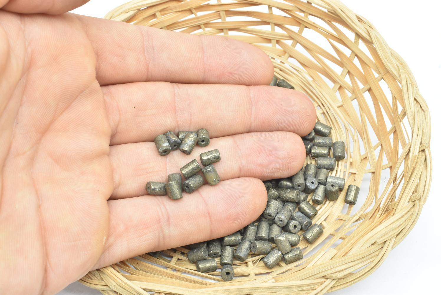 Perline di Pirite 6x4 mm Forate - 5 Perline