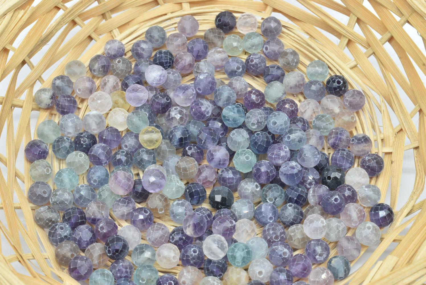 Perline di Fluorite Arcobaleno 6 mm Forate - 5 Perline