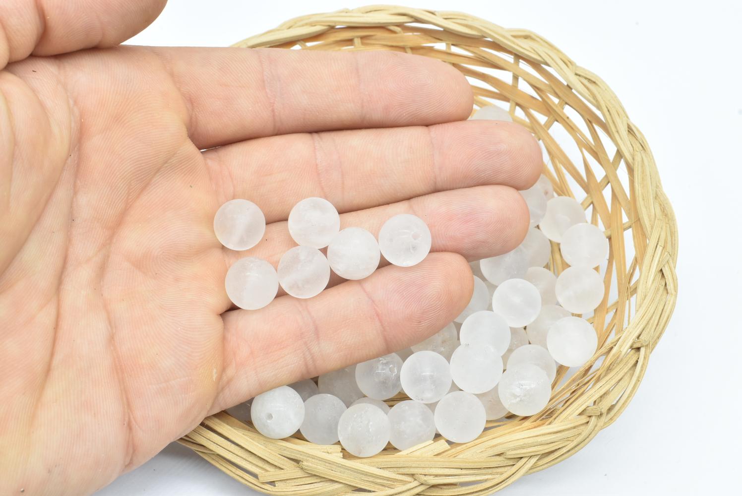 Perline di Quarzo Ialino 10 mm Forate - 5 Perline