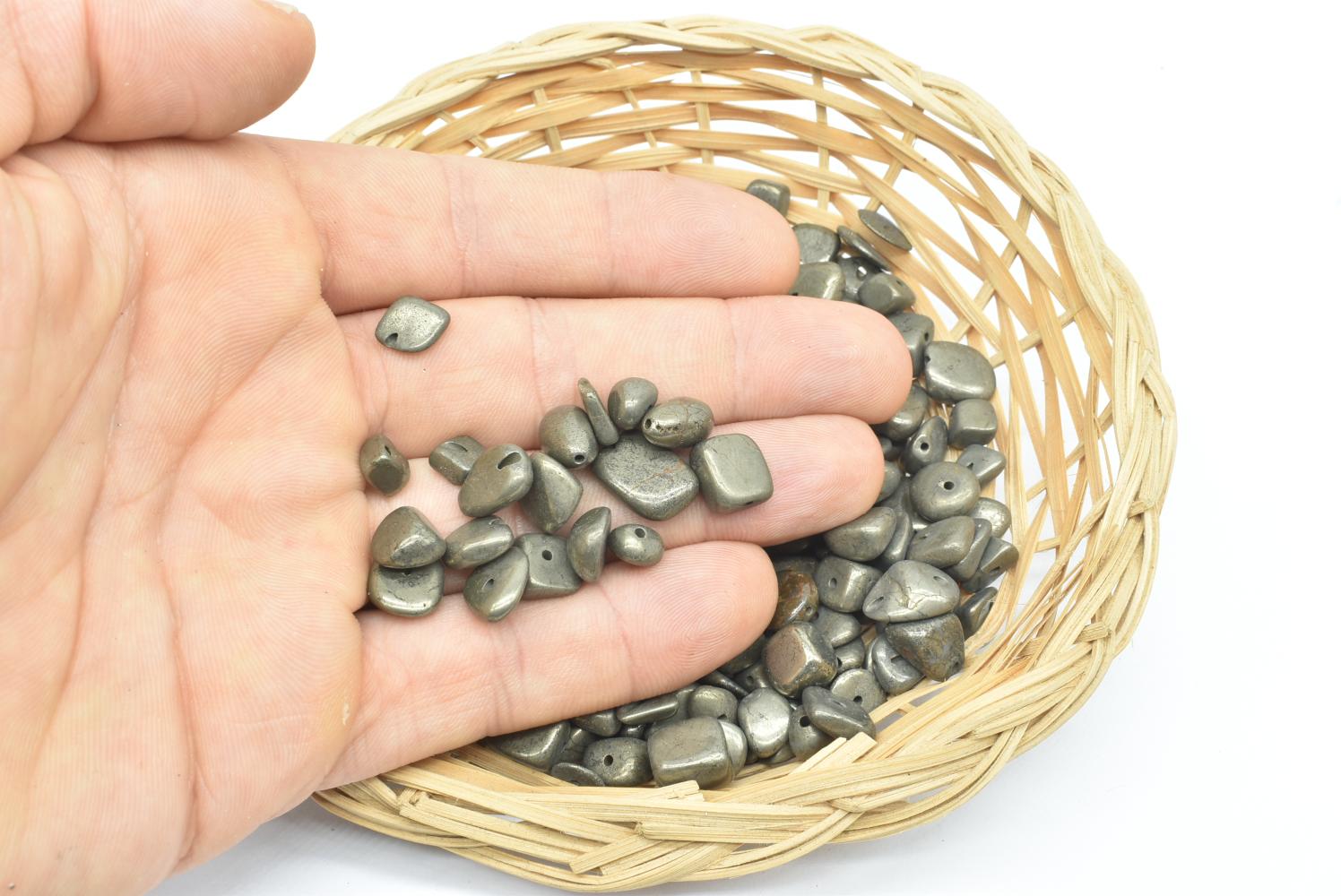 Perline di Pirite 8x6 mm Forate - 5 Perline