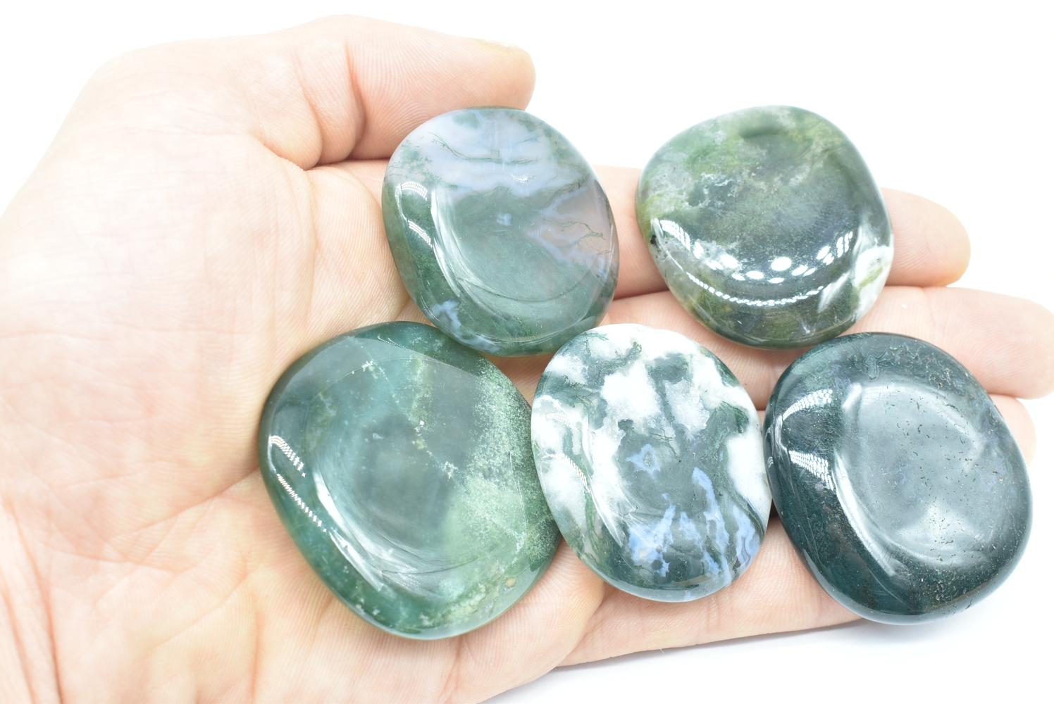 Tumbled Flat Moss Agate