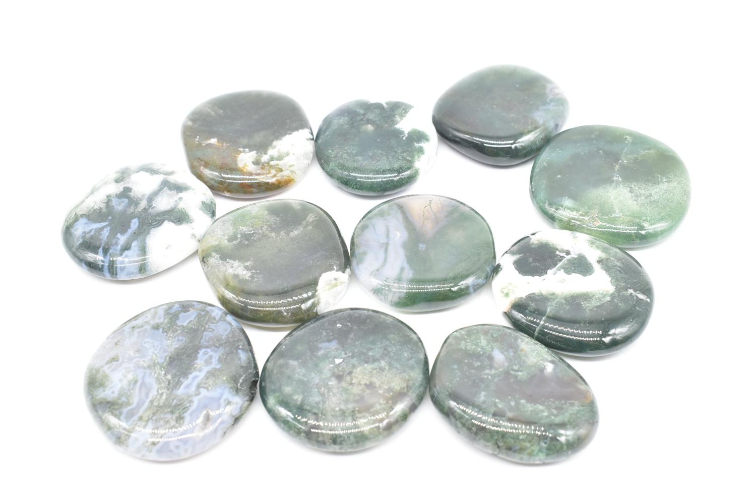 Tumbled Flat Moss Agate