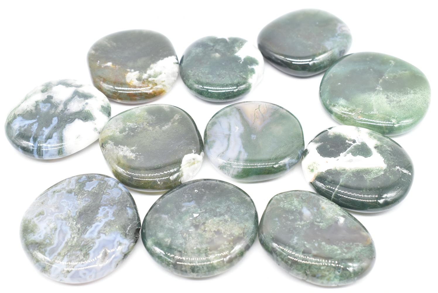 Tumbled Flat Moss Agate