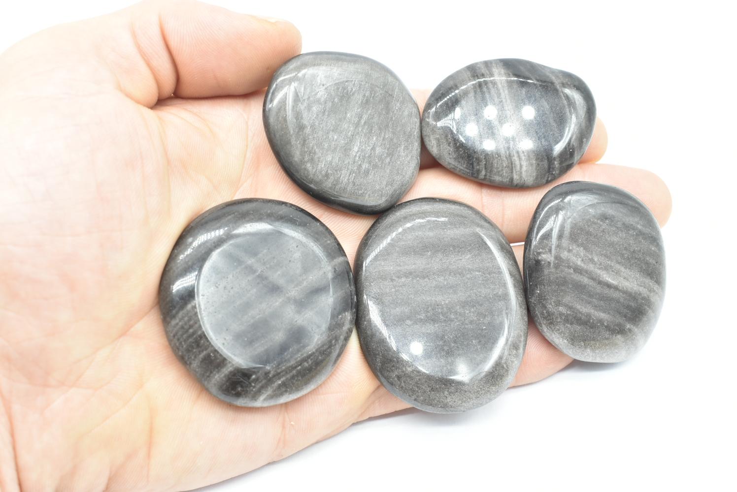 Obsidian Silver Flat Tumbled